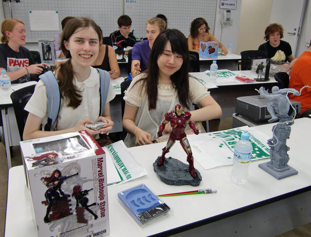 KCP students playing with Kotobukiya products.